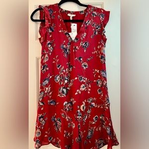 Joie red mini floral dress